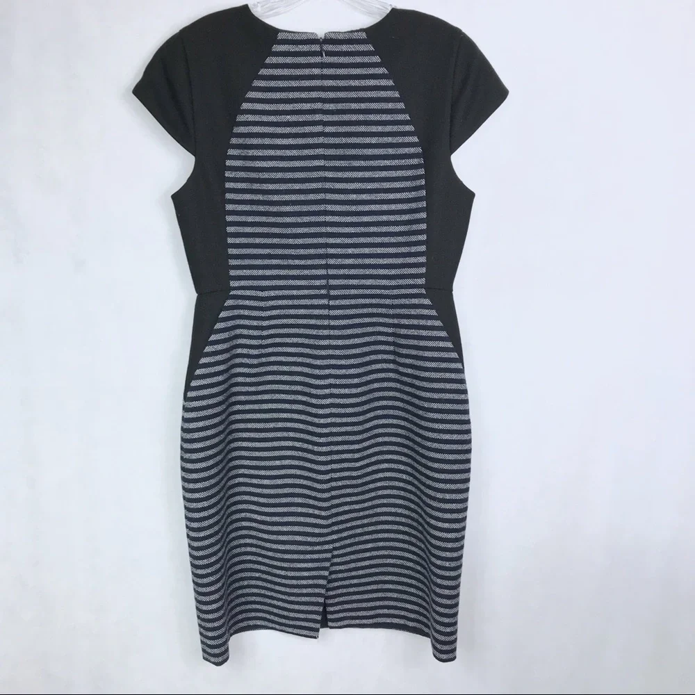 J. CREW Colorblock Stripe Tweed Blue Dress Size 8